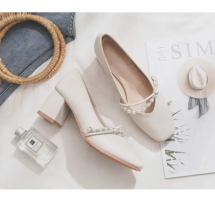 High-End Elegant High-Heeled Shoes for Women 2025 New Style Mary Jane Shoes Internet Celebrity Small Leather Shoes Thick Heel Flats with Skirt — feature 7