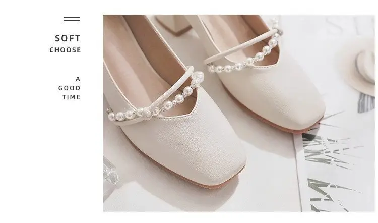 High-End Elegant High-Heeled Shoes for Women 2025 New Style Mary Jane Shoes Internet Celebrity Small Leather Shoes Thick Heel Flats with Skirt — feature 8