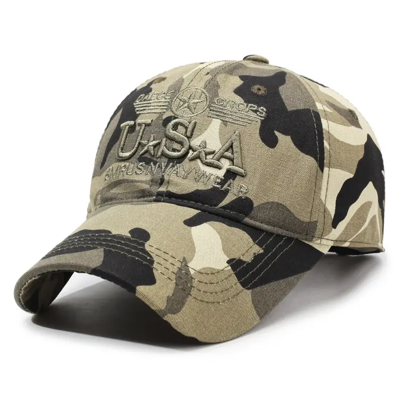 U.S.A. Camo Flat Cap Men's All Season - Image 3