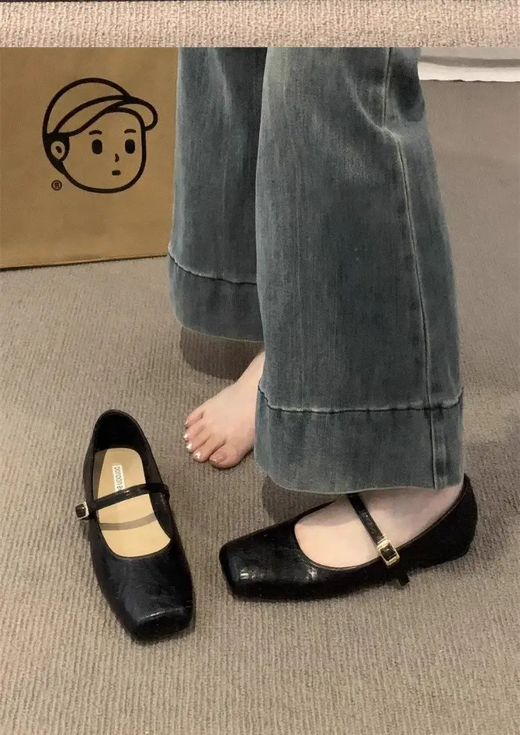 Mary Jane Women's Shoes 2025 Spring New Arrival Skirt French Low-Heeled Leather Shoes Flat Shoes Gentle Evening Shoes — feature 9