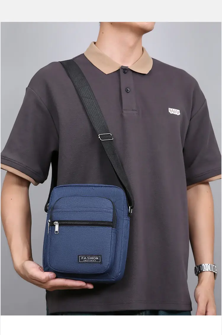 Men's Blue Multi-Layer Waterproof Shoulder Bag — feature 17