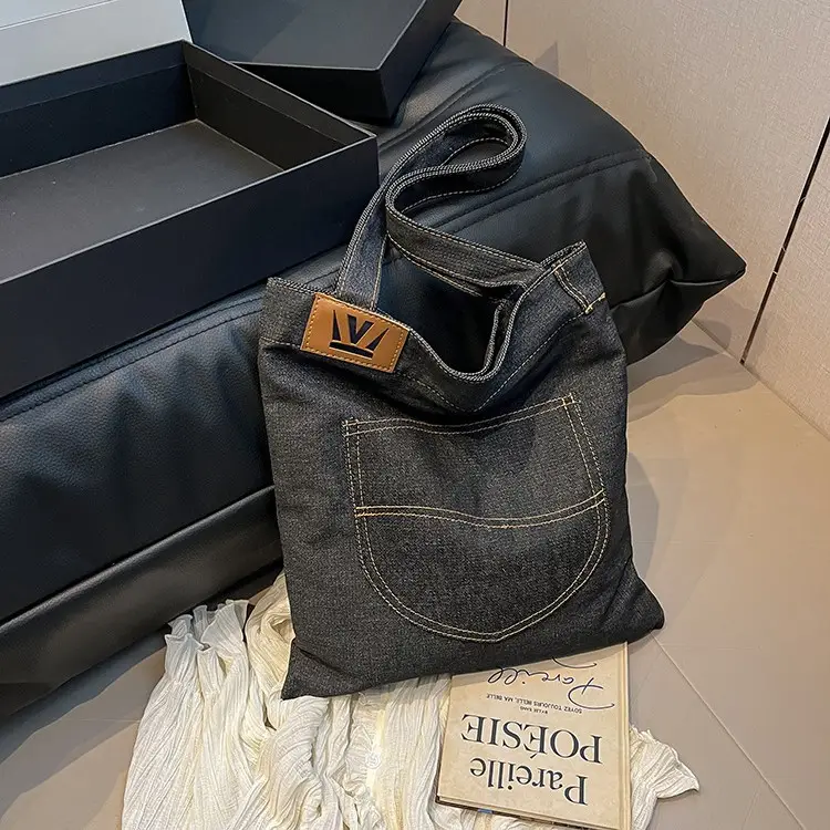 Denim Canvas Large Shoulder Bag 2025 New Arrival - Image 4
