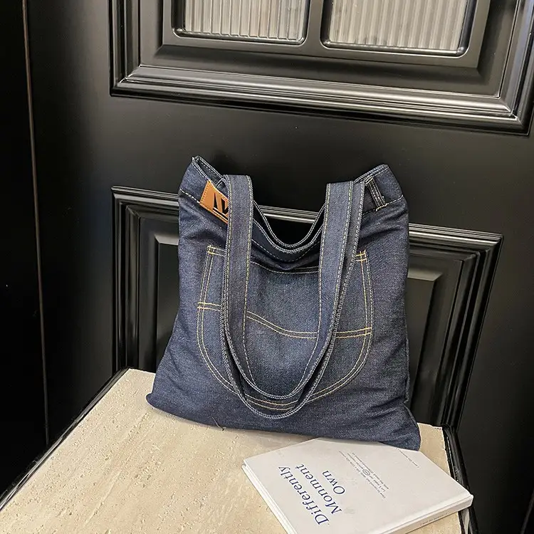 Denim Canvas Large Shoulder Bag 2025 New Arrival - Image 2