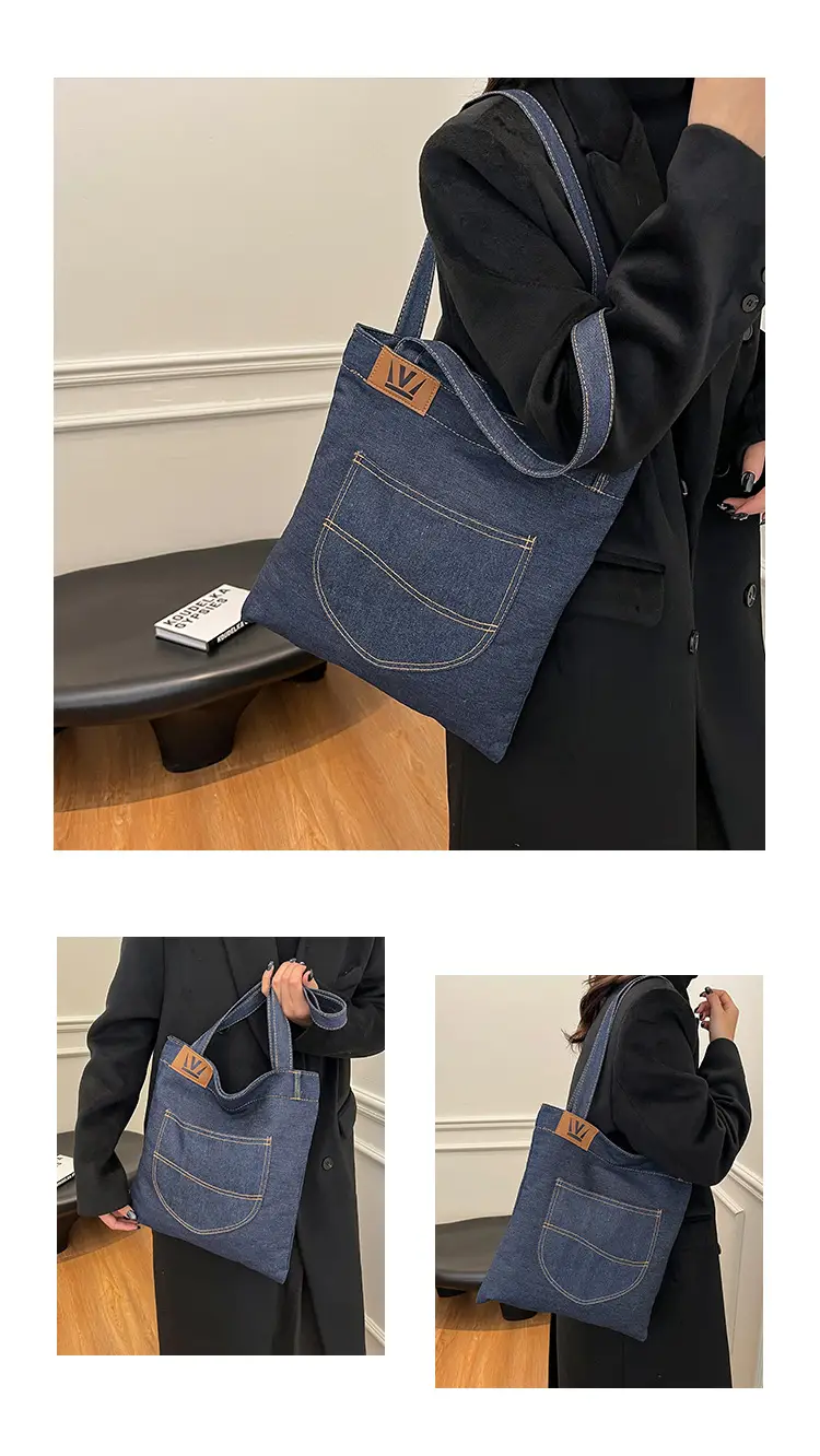 Denim Canvas Large Shoulder Bag 2025 New Arrival — feature 11