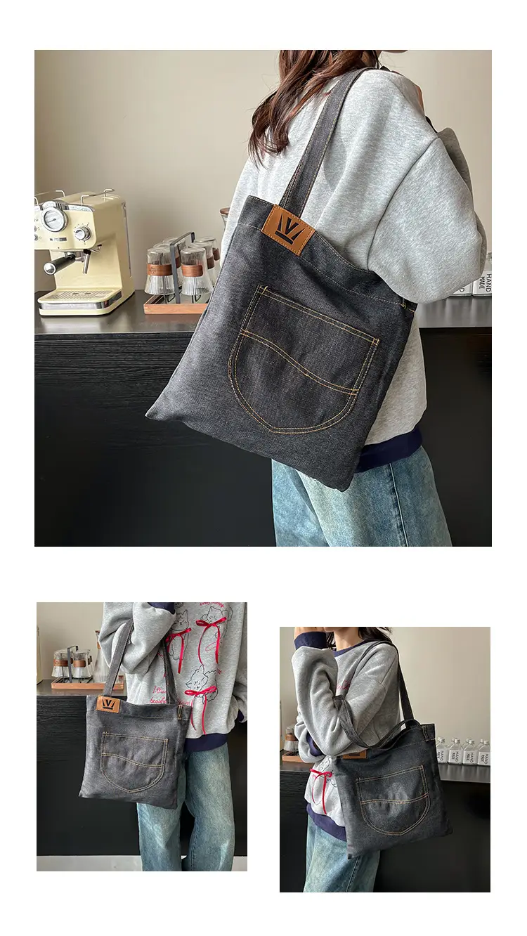 Denim Canvas Large Shoulder Bag 2025 New Arrival — feature 12