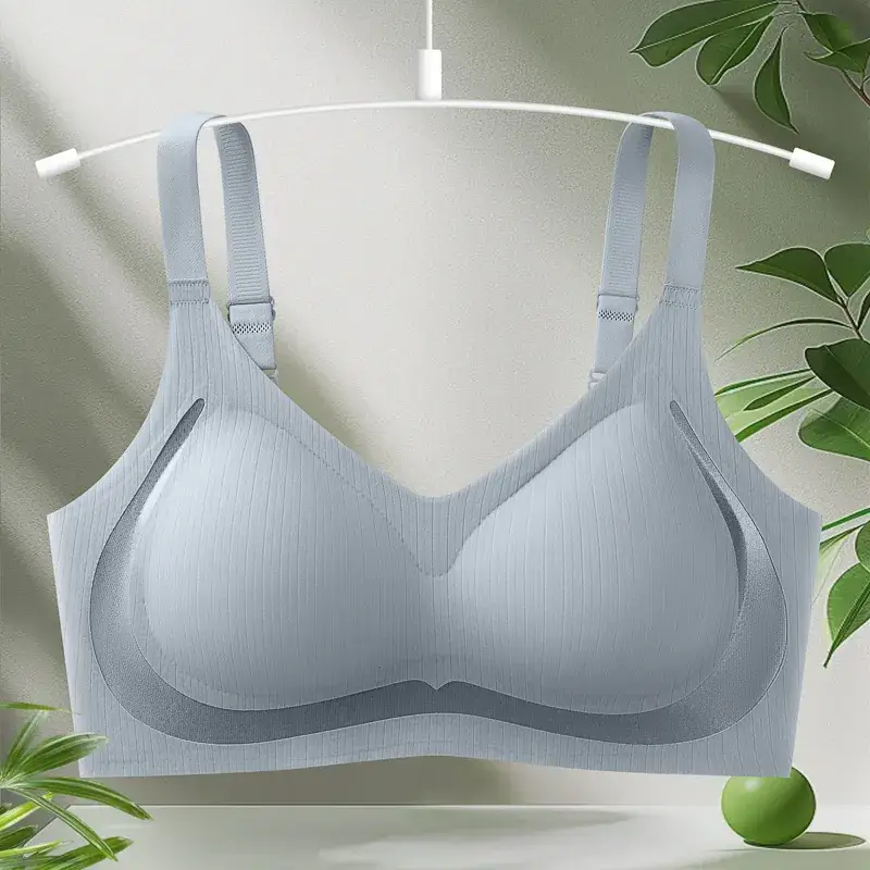 Traceless Push-Up Back Bra Women Light Blue Soft Support - Image 4