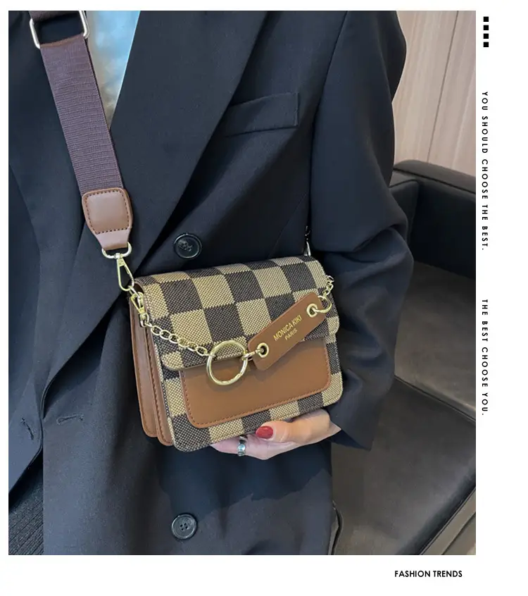 Cross-Border Retro Checkerboard Crossbody Bag for Women — feature 1
