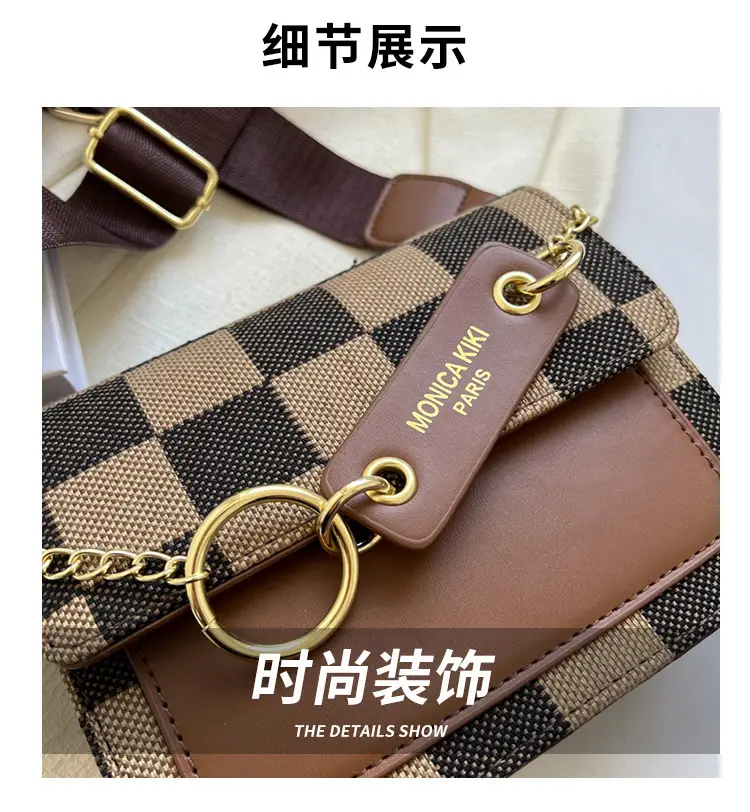 Cross-Border Retro Checkerboard Crossbody Bag for Women — feature 13
