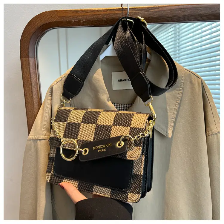 Cross-Border Retro Checkerboard Crossbody Bag for Women — feature 8