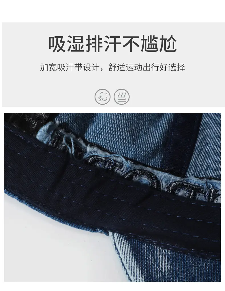 Washed Denim Letter Embroidered Baseball Cap — feature 3