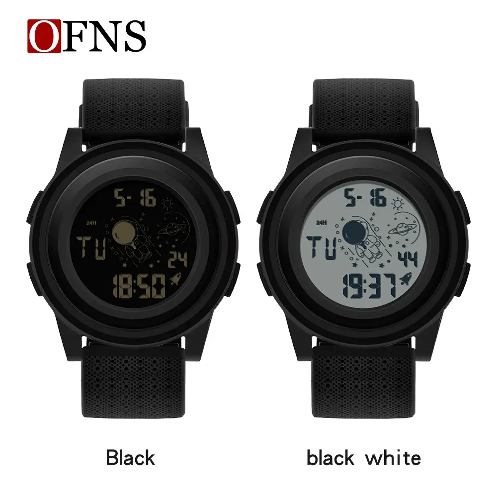 OFNS Black Crossbody Electronic Watch with Chronograph Display - Image 6