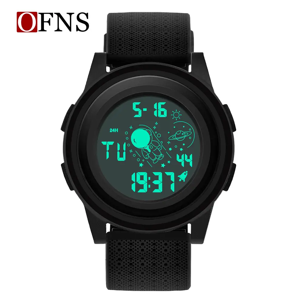 OFNS Black Crossbody Electronic Watch with Chronograph Display - Image 7