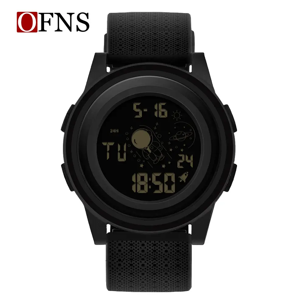 OFNS Black Crossbody Electronic Watch with Chronograph Display - Image 2