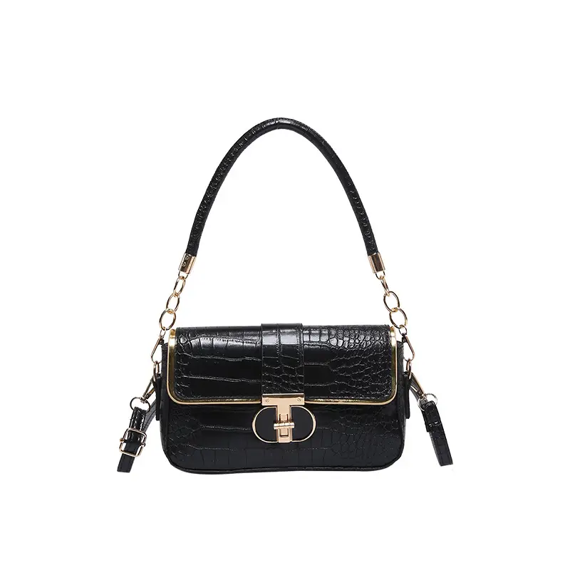 White Korean Style Women's Shoulder Bag with Gold Chain - Image 11