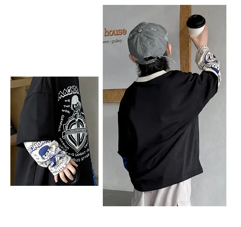 Boys Long Sleeve T-Shirt Black Graphic Spring Autumn 2025 — feature 11