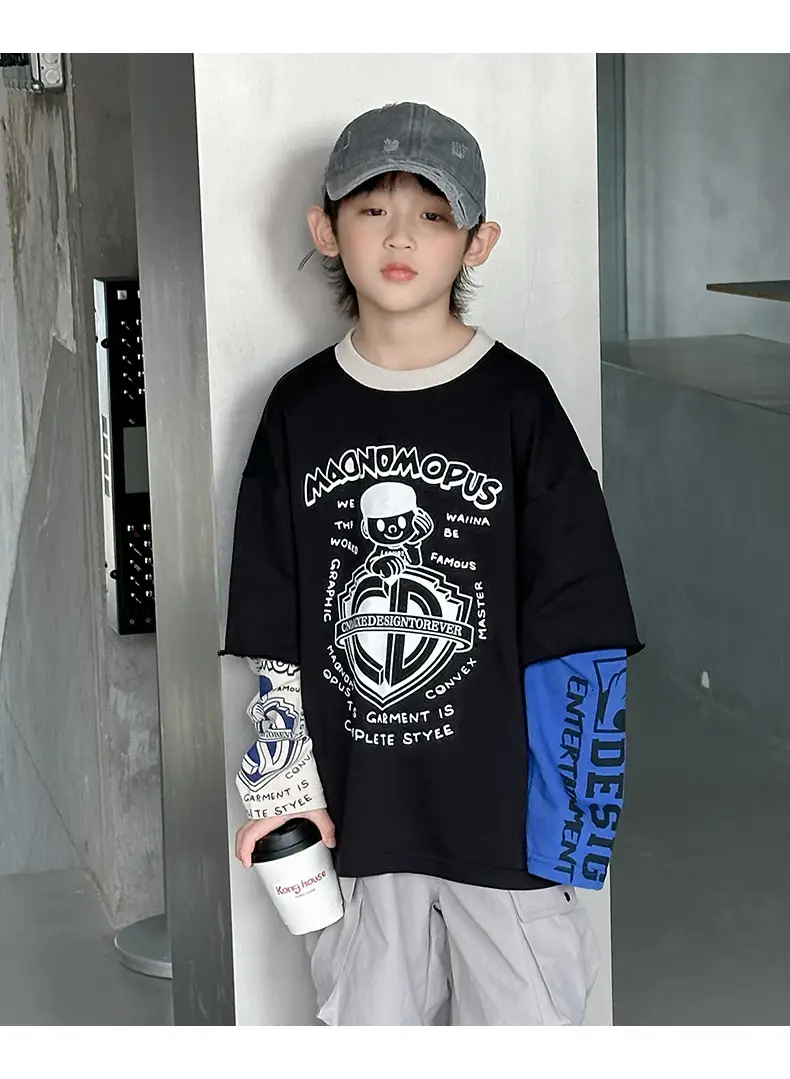 Boys Long Sleeve T-Shirt Black Graphic Spring Autumn 2025 — feature 18