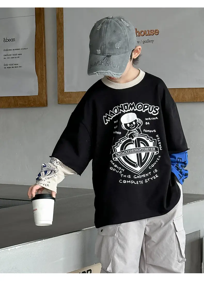 Boys Long Sleeve T-Shirt Black Graphic Spring Autumn 2025 — feature 19