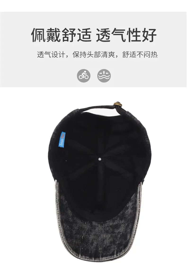 Men's Vintage Washed Baseball Cap with Embroidered Back — feature 5