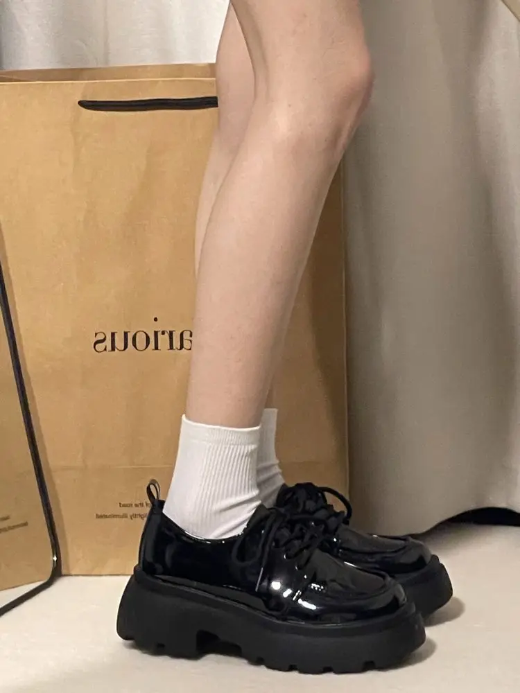 Spice Girls Thick-soled Leather Shoes Women's Ins Trendy British College Style 2025 New Arrival High-rise All-match Japanese JK Single Shoes — feature 10