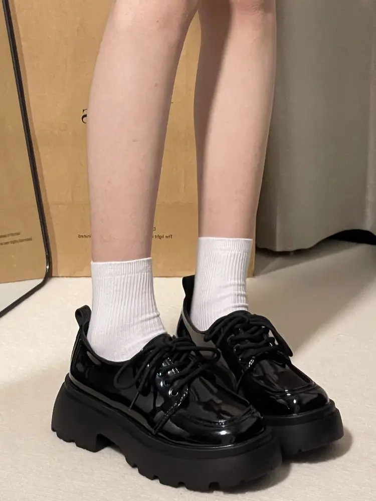 Spice Girls Thick-soled Leather Shoes Women's Ins Trendy British College Style 2025 New Arrival High-rise All-match Japanese JK Single Shoes — feature 11