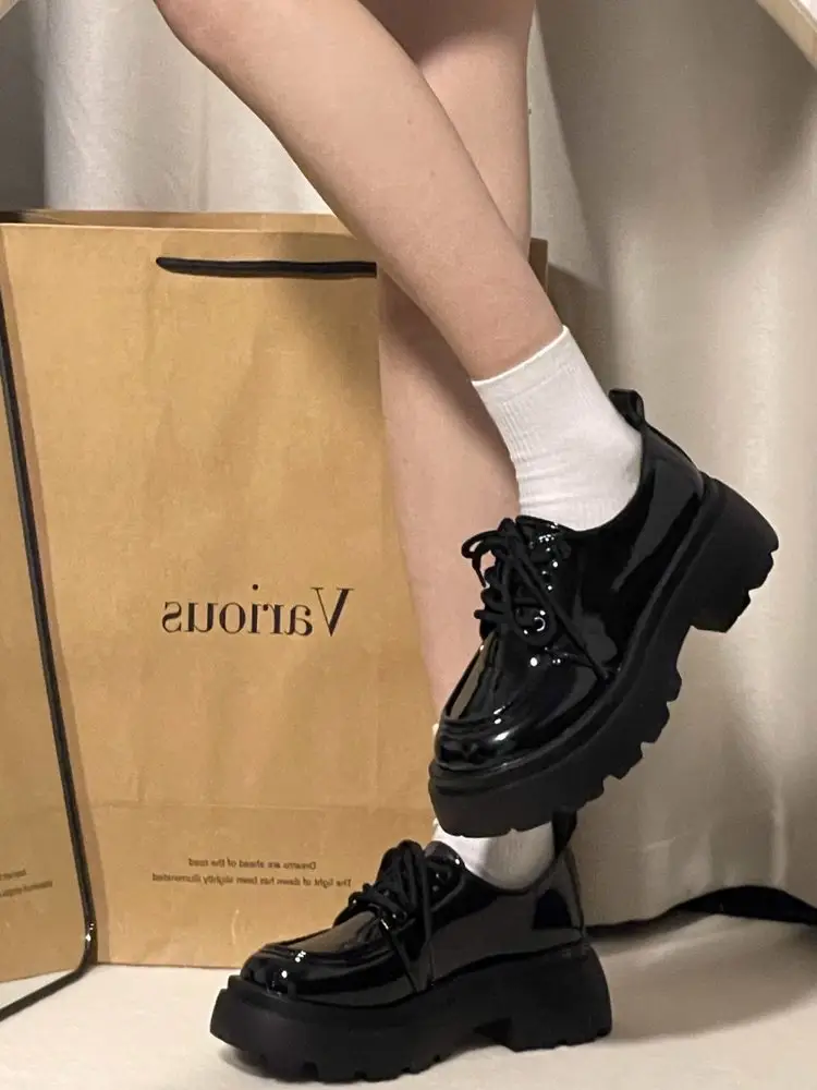 Spice Girls Thick-soled Leather Shoes Women's Ins Trendy British College Style 2025 New Arrival High-rise All-match Japanese JK Single Shoes — feature 12