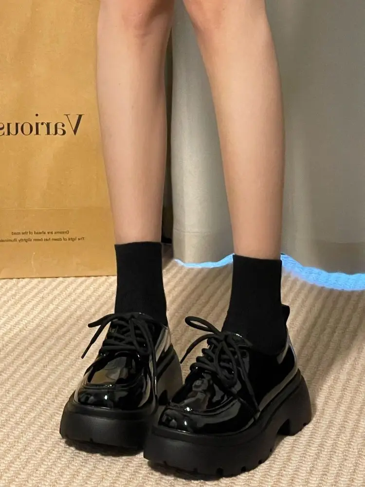 Spice Girls Thick-soled Leather Shoes Women's Ins Trendy British College Style 2025 New Arrival High-rise All-match Japanese JK Single Shoes — feature 13