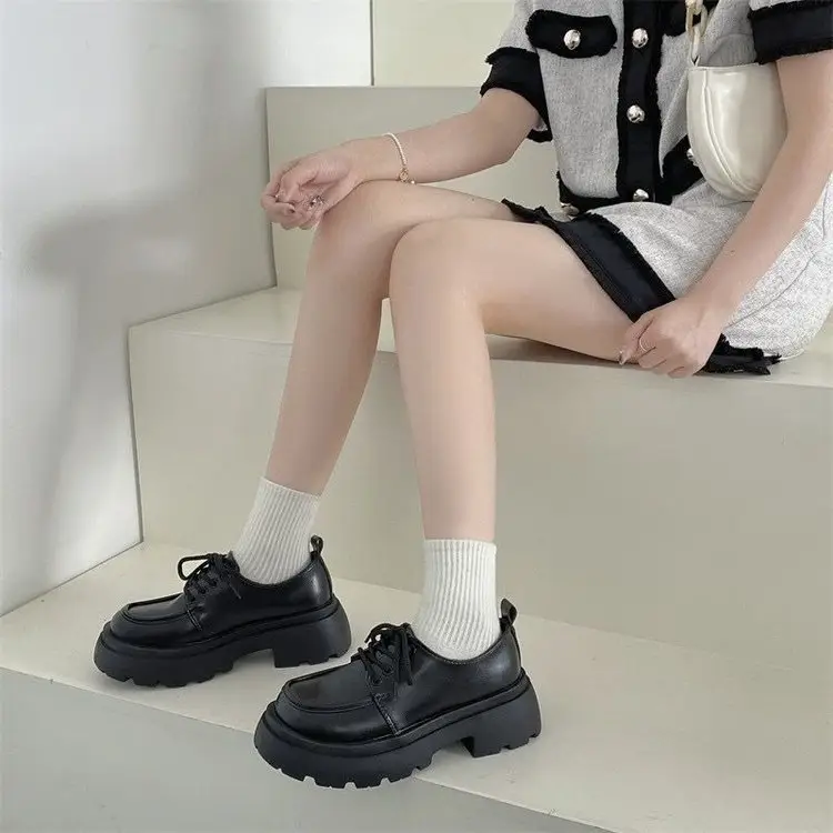 Spice Girls Thick-soled Leather Shoes Women's Ins Trendy British College Style 2025 New Arrival High-rise All-match Japanese JK Single Shoes — feature 14