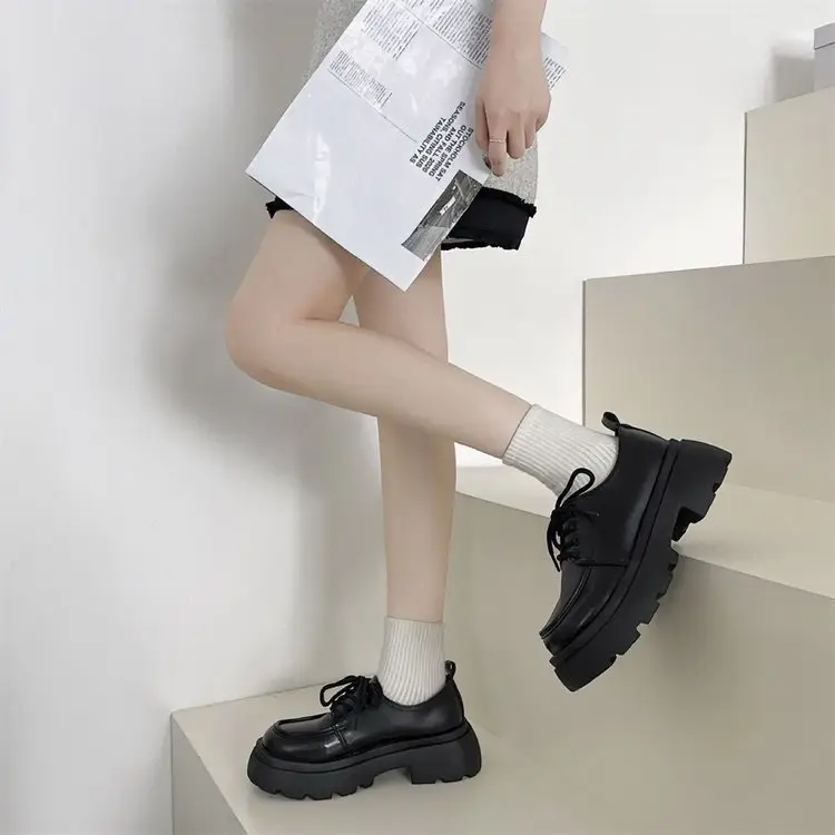 Spice Girls Thick-soled Leather Shoes Women's Ins Trendy British College Style 2025 New Arrival High-rise All-match Japanese JK Single Shoes — feature 15