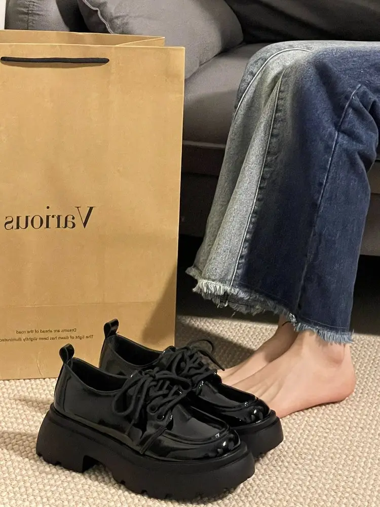 Spice Girls Thick-soled Leather Shoes Women's Ins Trendy British College Style 2025 New Arrival High-rise All-match Japanese JK Single Shoes — feature 16
