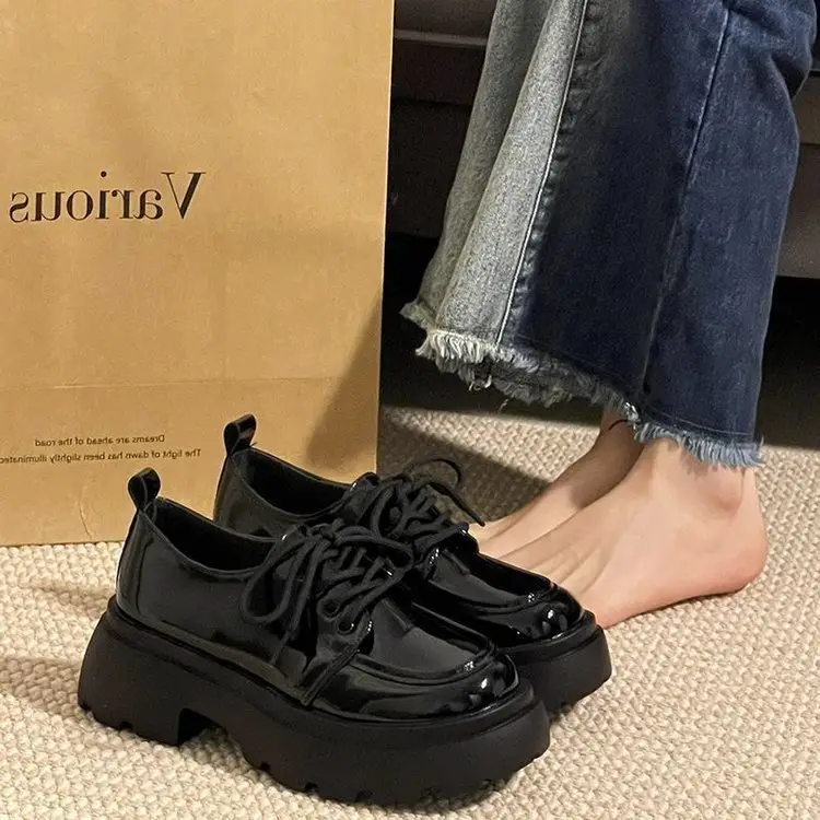 Spice Girls Thick-soled Leather Shoes Women's Ins Trendy British College Style 2025 New Arrival High-rise All-match Japanese JK Single Shoes — feature 5