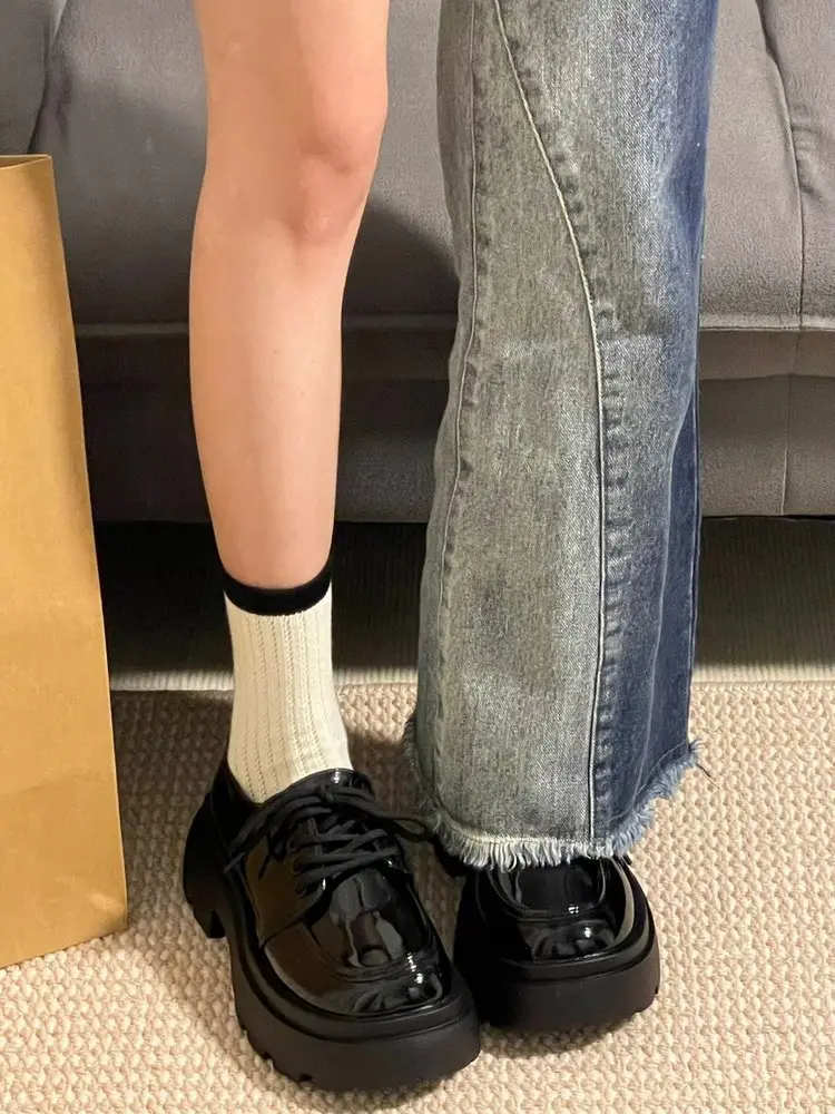 Spice Girls Thick-soled Leather Shoes Women's Ins Trendy British College Style 2025 New Arrival High-rise All-match Japanese JK Single Shoes — feature 7