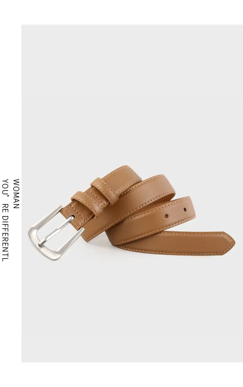 Women's Cowhide Belt Silver Button 2025 High End — feature 12