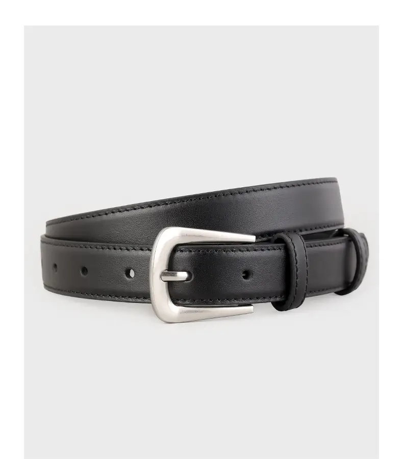 Women's Cowhide Belt Silver Button 2025 High End — feature 16