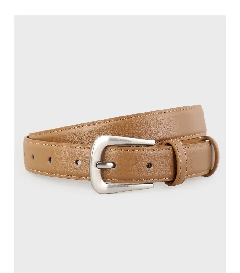 Women's Cowhide Belt Silver Button 2025 High End — feature 17