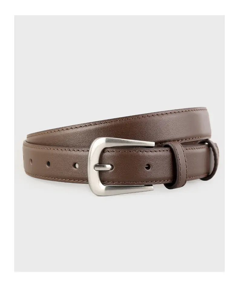 Women's Cowhide Belt Silver Button 2025 High End — feature 18