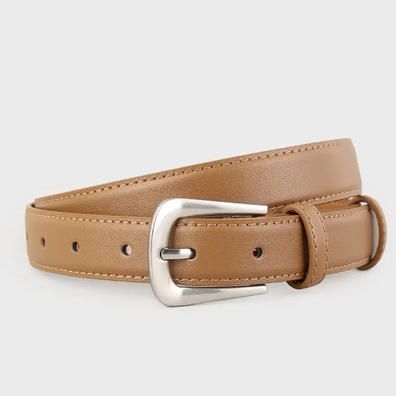 Women's Cowhide Belt Silver Button 2025 High End - Image 2