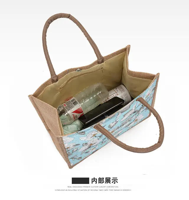 Large Capacity Linen Floral Tote Bag for Women — feature 5
