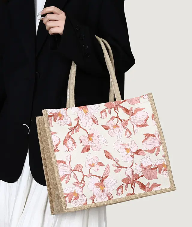 Large Capacity Linen Floral Tote Bag for Women — feature 6