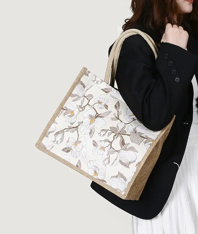 Large Capacity Linen Floral Tote Bag for Women — feature 9