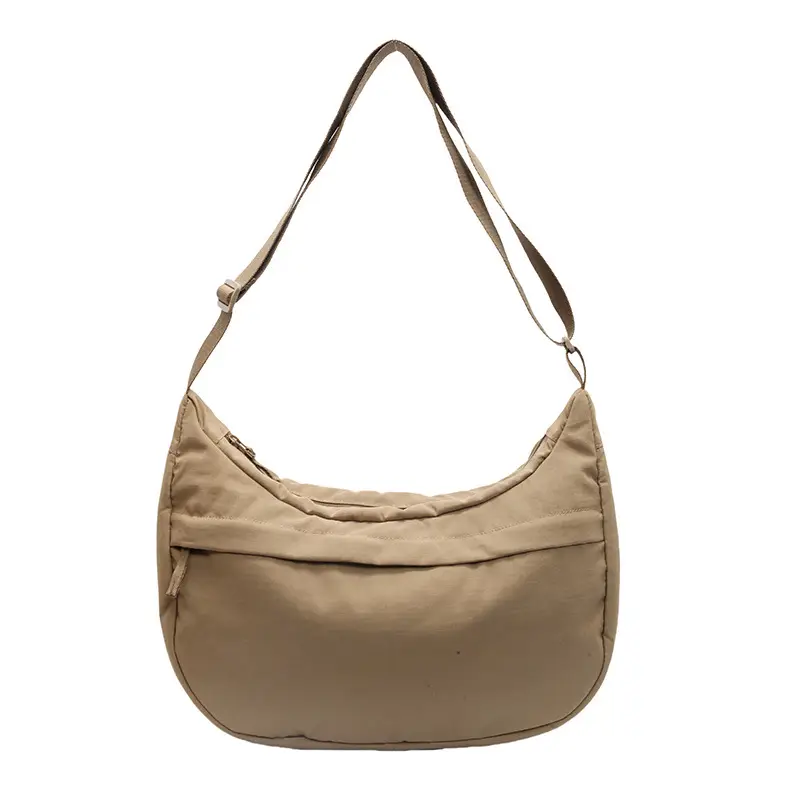Women's Beige Nylon Crossbody Bag Large Capacity Waterproof
