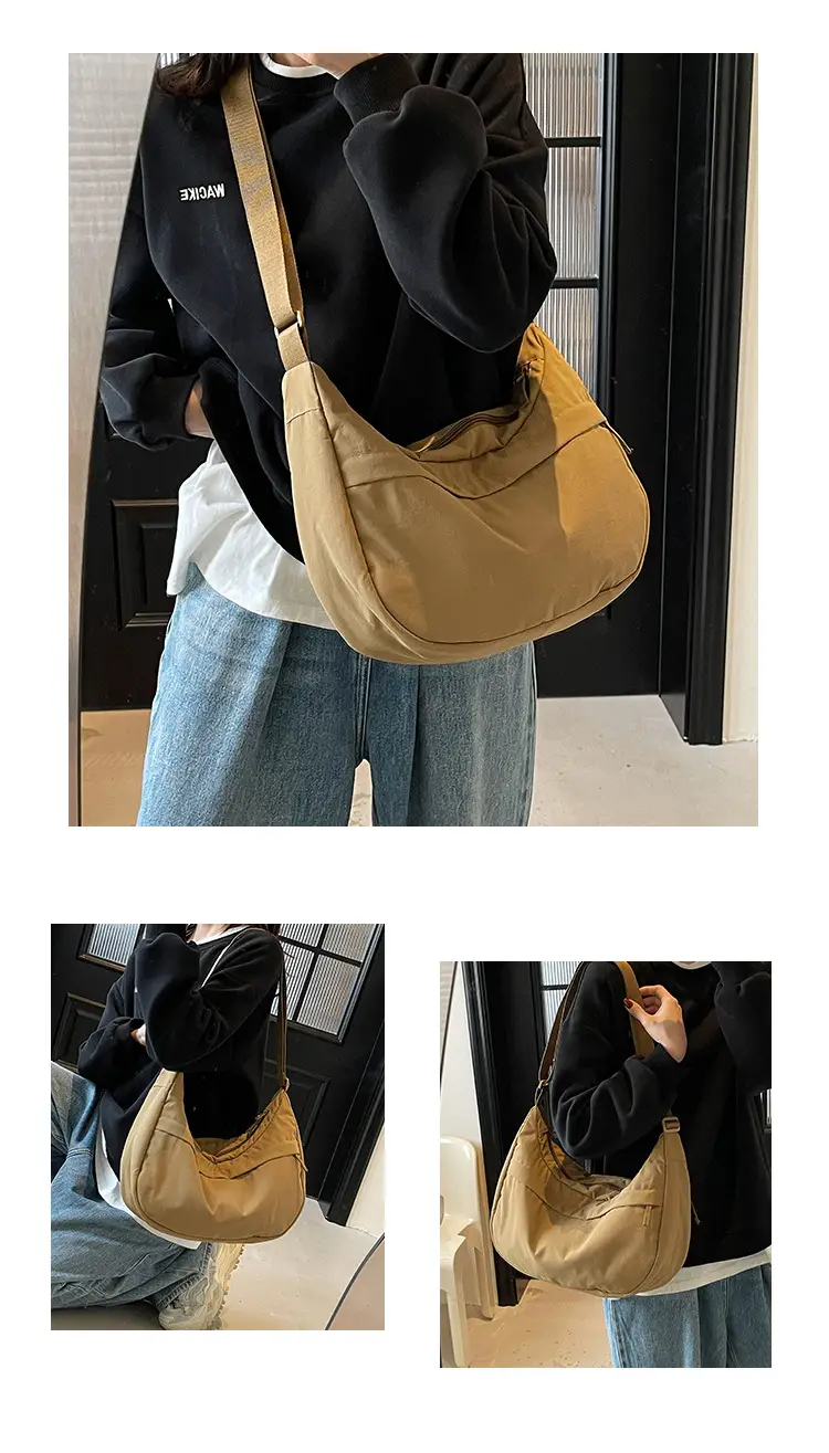 Women's Beige Nylon Crossbody Bag Large Capacity Waterproof — feature 10