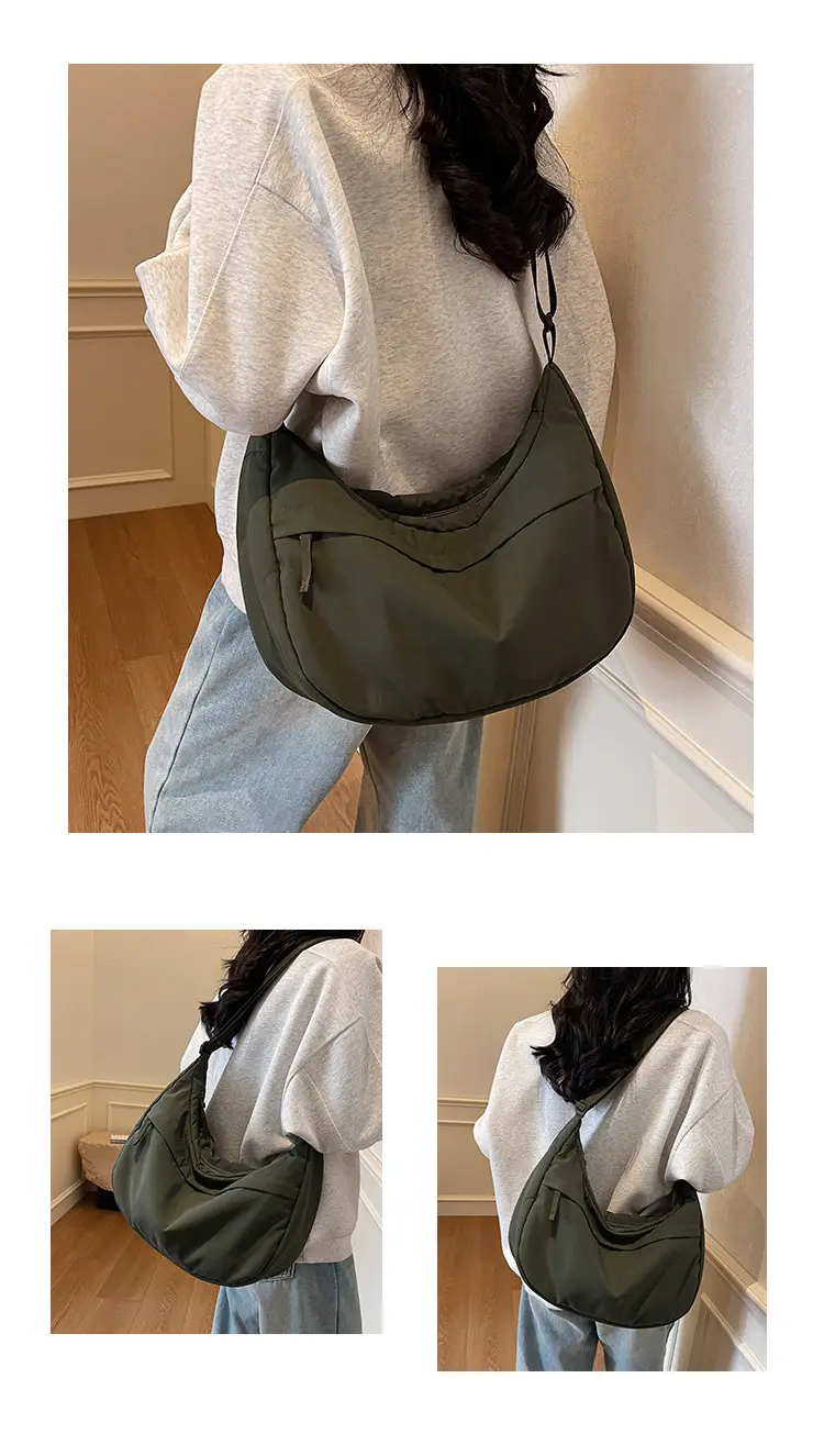 Women's Beige Nylon Crossbody Bag Large Capacity Waterproof — feature 11