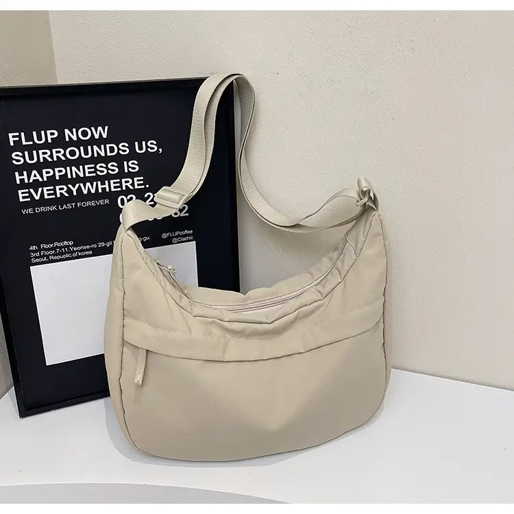 Women's Beige Nylon Crossbody Bag Large Capacity Waterproof — feature 16
