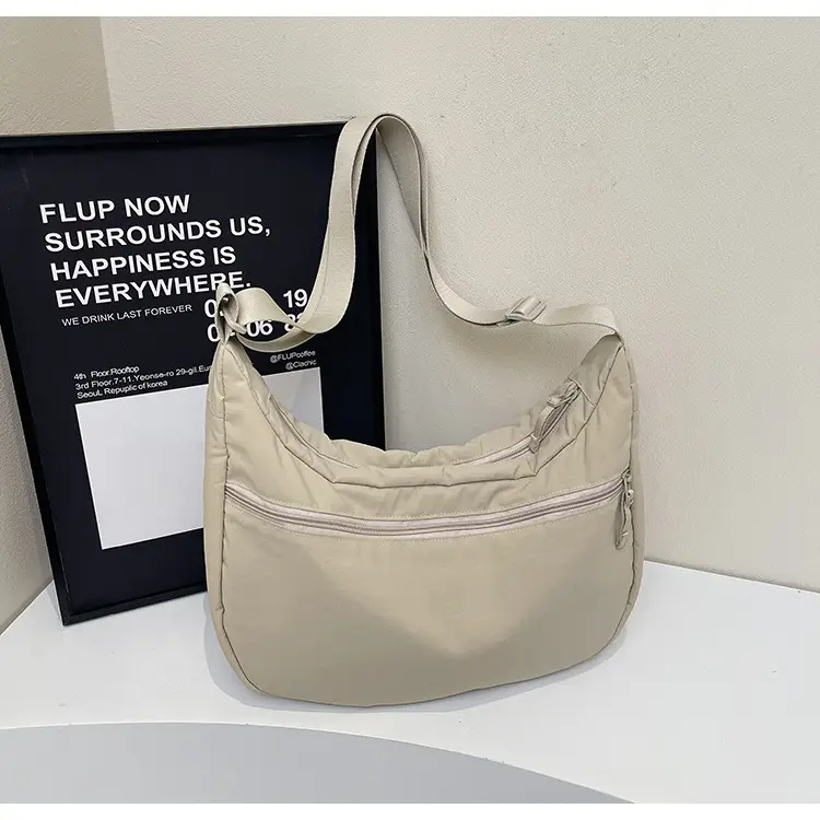 Women's Beige Nylon Crossbody Bag Large Capacity Waterproof — feature 17