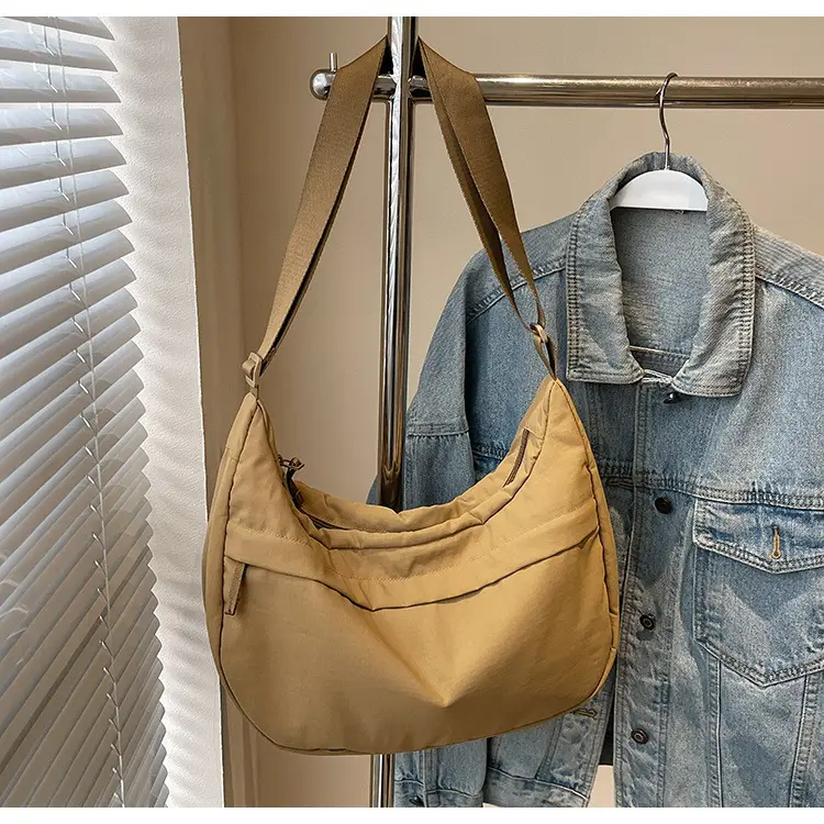 Women's Beige Nylon Crossbody Bag Large Capacity Waterproof — feature 23