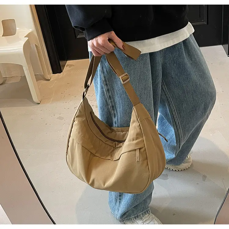 Women's Beige Nylon Crossbody Bag Large Capacity Waterproof — feature 25