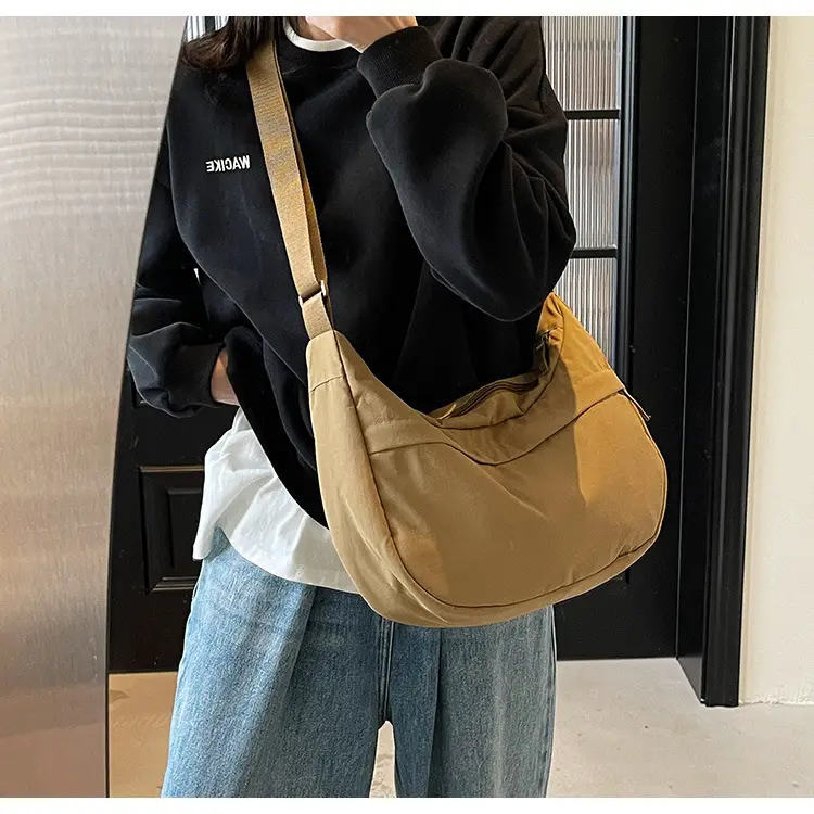 Women's Beige Nylon Crossbody Bag Large Capacity Waterproof — feature 27