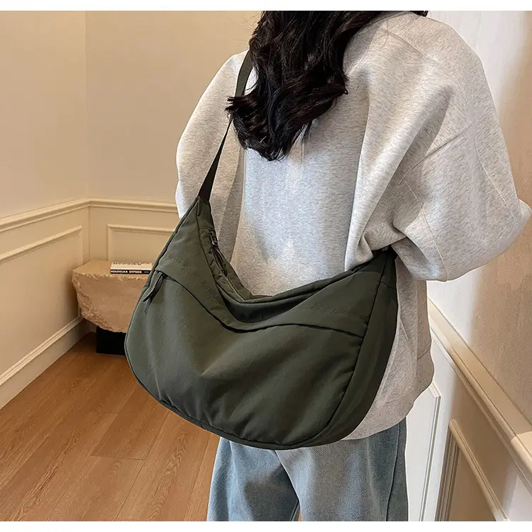 Women's Beige Nylon Crossbody Bag Large Capacity Waterproof — feature 35