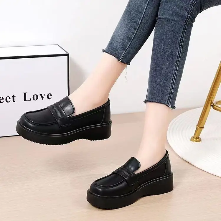 British Style Thick Bottom Small Leather Shoes for Work Women's 2025 New Spring Mary Jane Loafers One Pedal Shoes for Women - Image 3