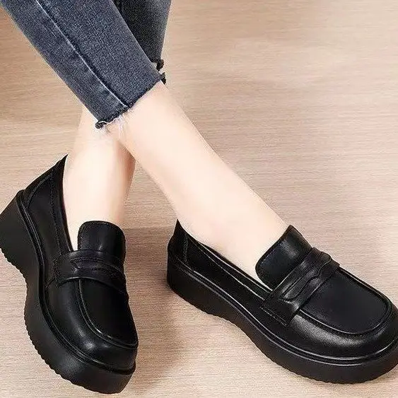 British Style Thick Bottom Small Leather Shoes for Work Women's 2025 New Spring Mary Jane Loafers One Pedal Shoes for Women - Image 4